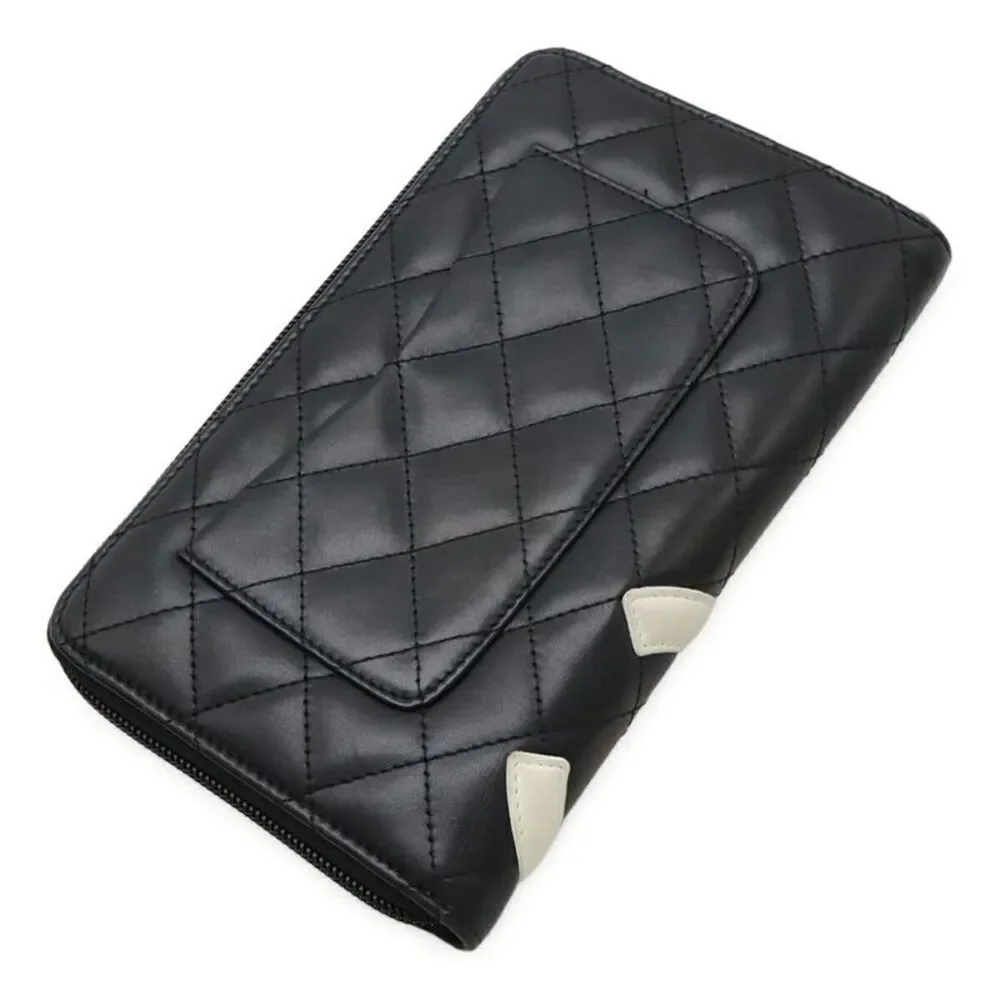 Chanel Cambon Line Leather Zip Wallet Organizer